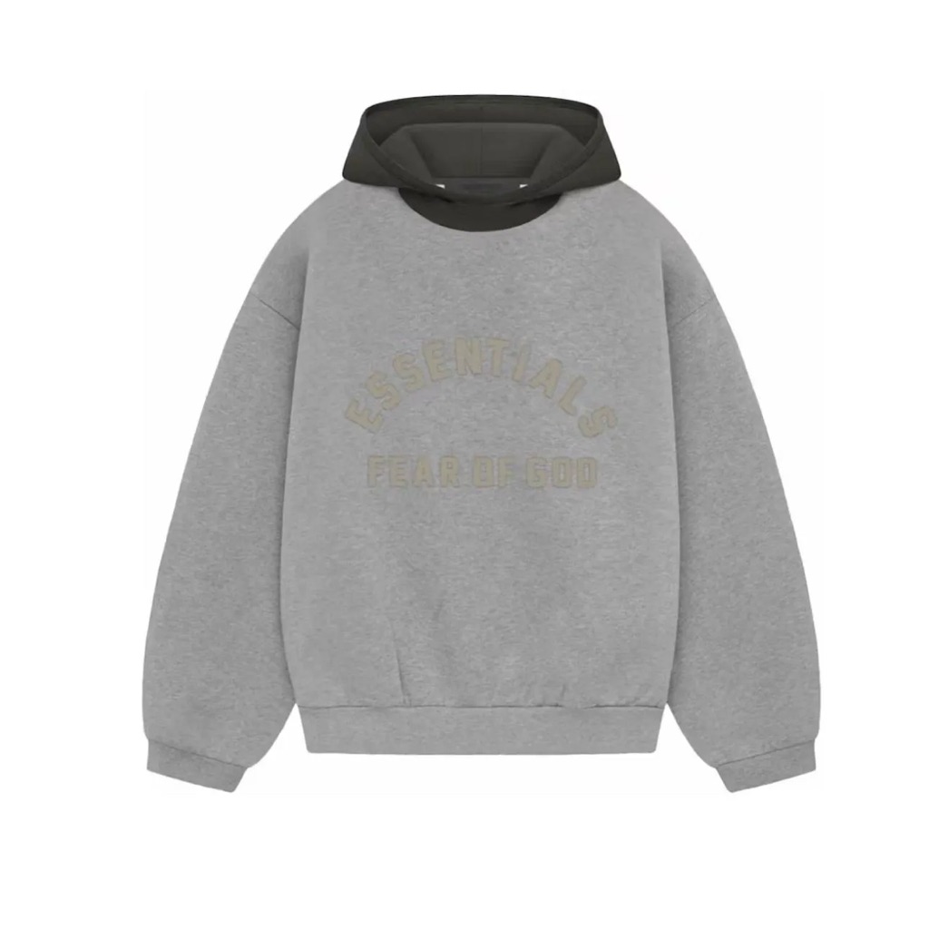 Fear Of God Essentials Ink Nylon Dark Heather Oatmeal Fleece Hoodie